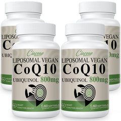 Ciaceae Liposomal CoQ10 800mg softgels front view highlighting potency and vegan formula.
