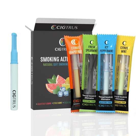 Cigtrus Quit-Smoking Aid pack shot demonstrates a nicotine-free habit replacement