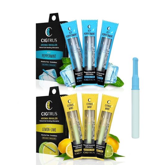 Cigtrus Quit Smoking Aid pack shot showing the six-piece set for cravings management.