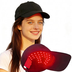 Cilate LLLT cap on head, portable solution for home use.