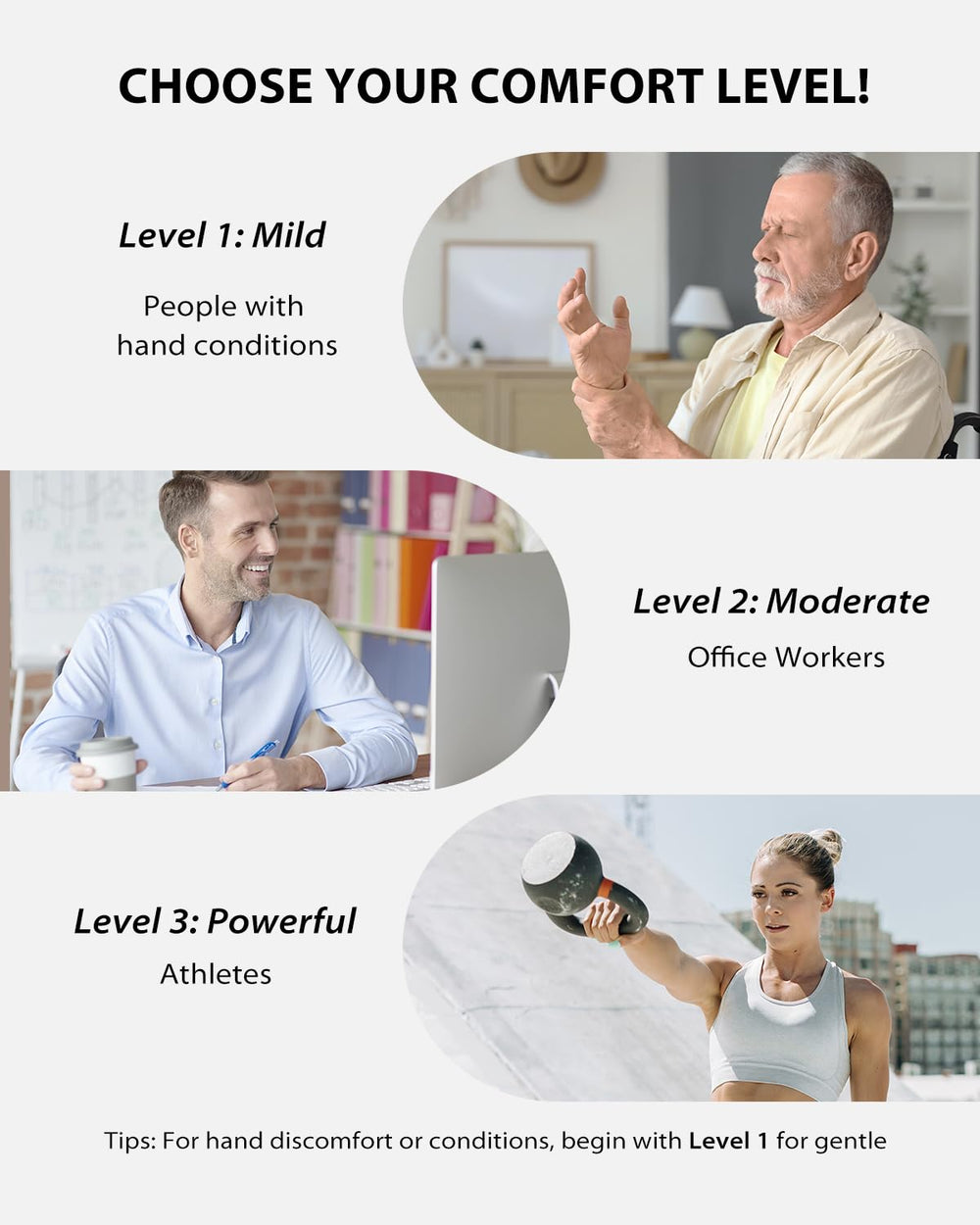 CINCOM Massaging fingers and wrists image demonstrates targeted relief during daily tasks