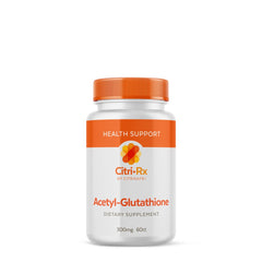 CitriRx Acetyl Glutathione bottle label highlights premium antioxidant support