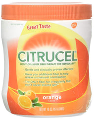 Citrucel orange flavored fiber powder container for occasional constipation relief