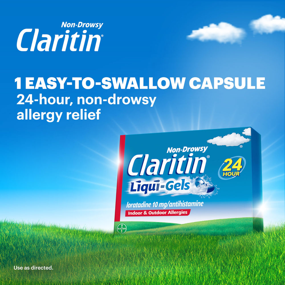Claritin Loratadine 10 mg bottle provides reliable daily allergy relief.