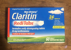 Claritin RediTabs 24hr allergy relief bottle showing 60-count pack