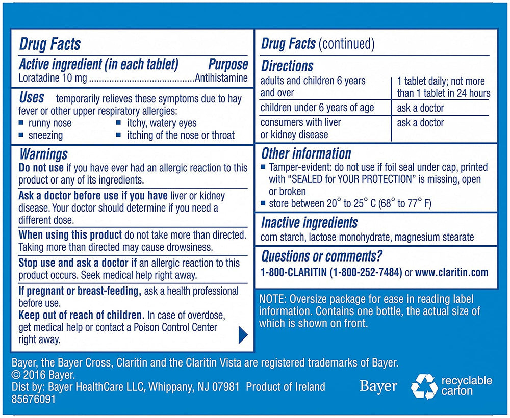 Claritin sneezing and watery eyes relief closeup for seasonal symptoms