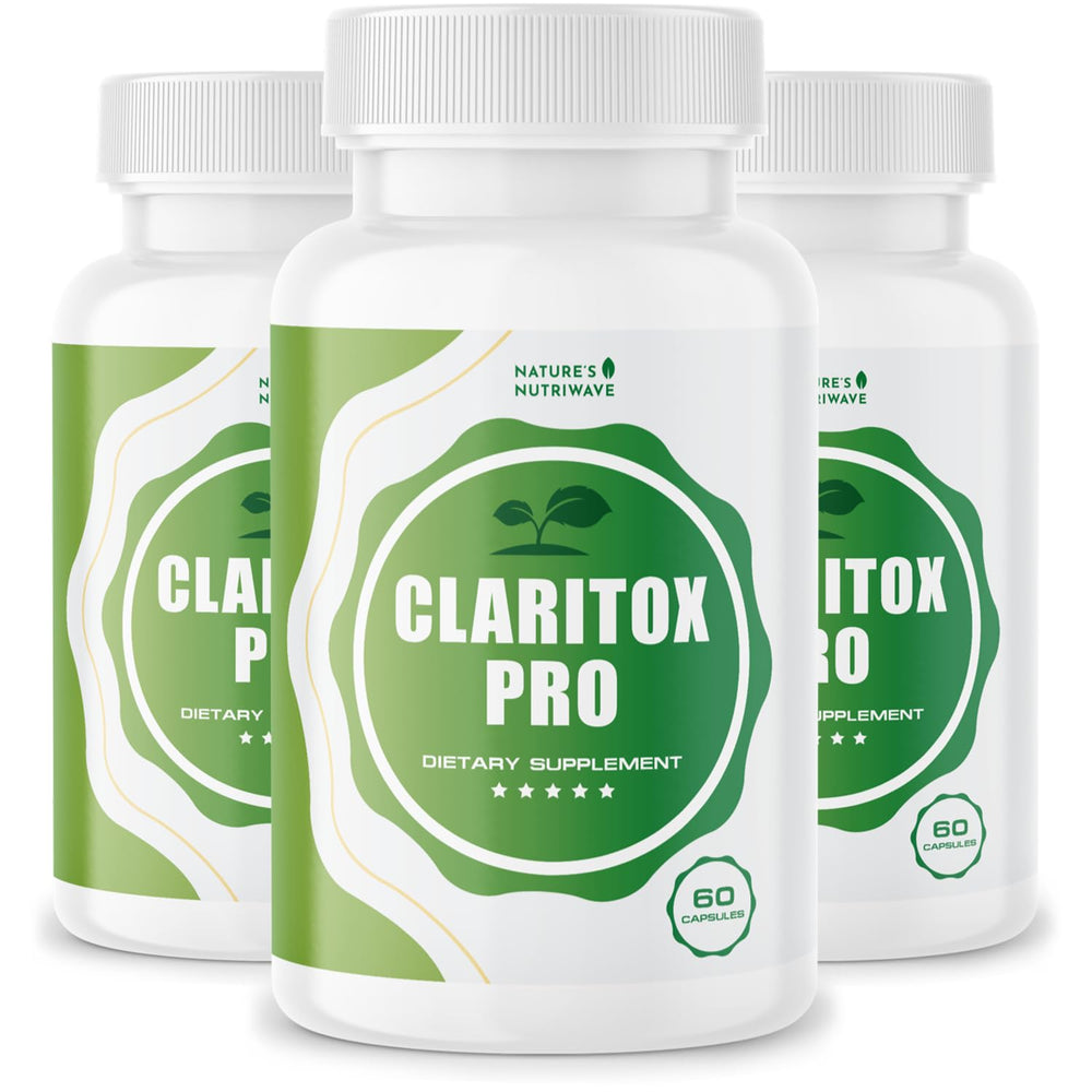 Claritox bottle-front view shows packaging for daily wellness support.