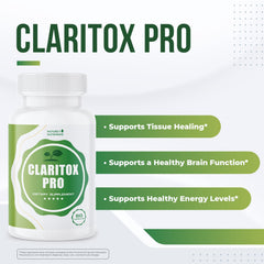 Claritox capsules-closeup highlights easy-to-take capsules for everyday vitality.