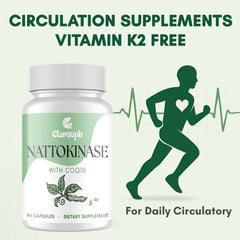 Clarusph nattokinase capsules closeup highlighting 8,000 FU per capsule.