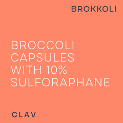 CLAV broccoli sprout extract powder inside capsule, natural plant-based nutrient