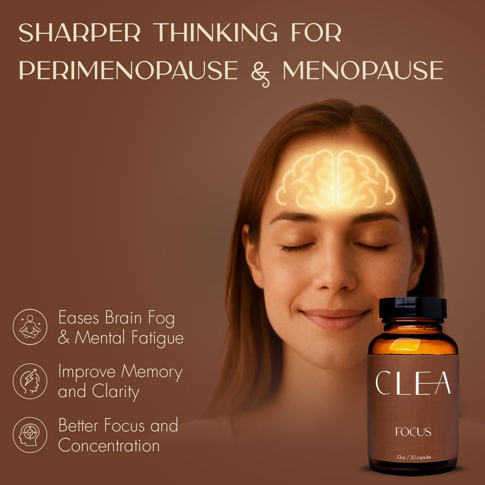CLEA Midlife Focus label detail with memory and focus benefits.