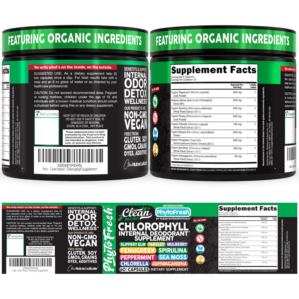 Clean Nutra Chlorophyll Capsules multi-pack shot suggests an easy daily routine