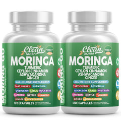 Clean Nutraceuticals Moring-Go bottle with capsules for daily vitality.