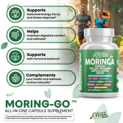 Pouring Moring-Go capsules into a hand for easy intake.