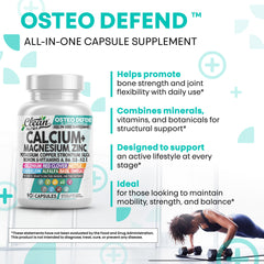 Basil leaf alongside Osteo Defend minerals for dietary balance.