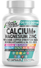 Clean Nutraceuticals Osteo Defend bottle front with bone-support minerals for daily wellness.