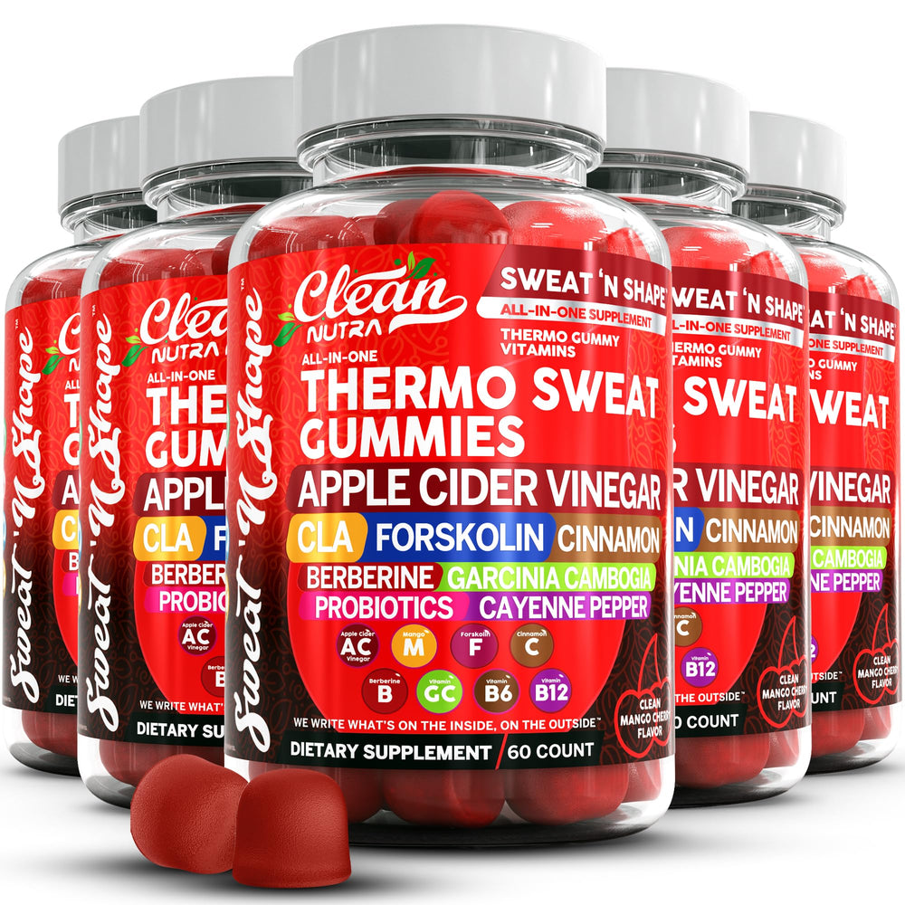 Clean Nutra Sweat N' Shape gummies bottle for daily energy support.