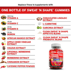 Sweat N' Shape gummies mango-cherry flavor promoting tasty daily routine.
