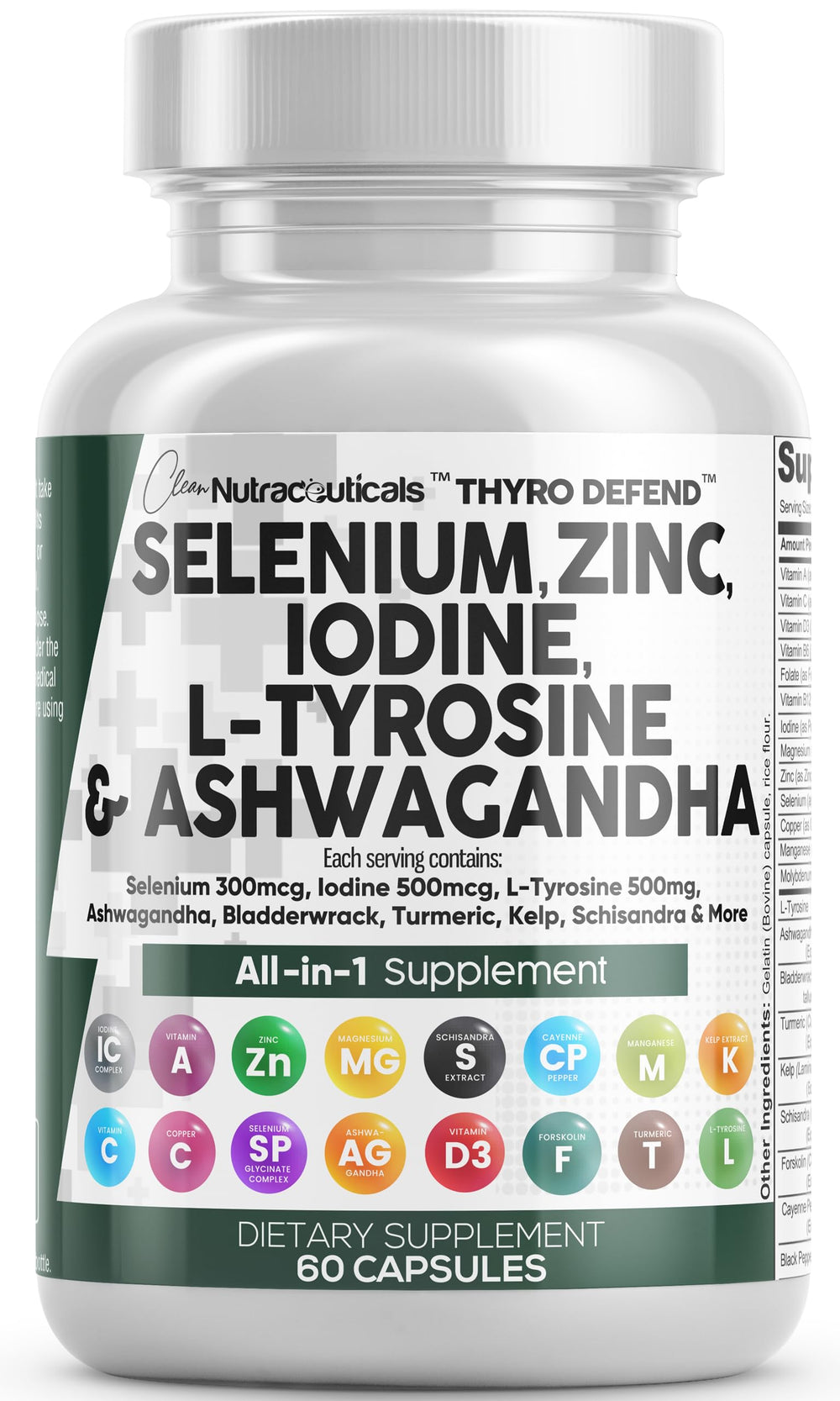 Clean Nutra ThyroDefend bottle front view showing thyroid support packaging