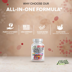 Ingredients panel image conveys a herbal blend for digestive balance