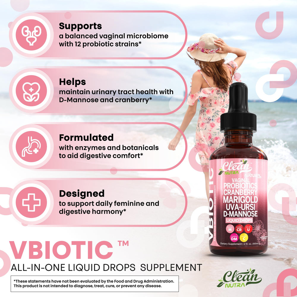 D-Mannose powder with scoop in Clean Nutra VBiotic packaging
