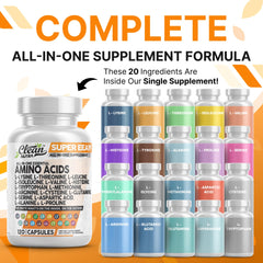 Close-up of Clean Nutraceuticals amino acids capsules highlighting supplement texture and potency.