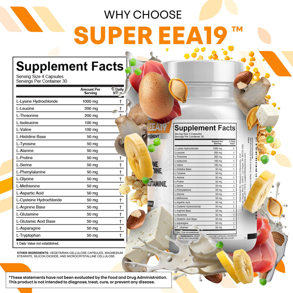 Ingredients chart for Clean Nutraceuticals amino acids supplement detailing key aminos.