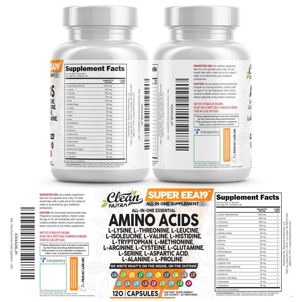Everyday wellness routine scene with Clean Nutraceuticals amino acids supplement on a nightstand.