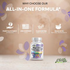 Clean Nutraceuticals Ashwagandha and Maca Root capsules for balance