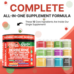 Clean Nutraceuticals berberine cinnamon capsules close-up, vegan capsules for convenient daily use