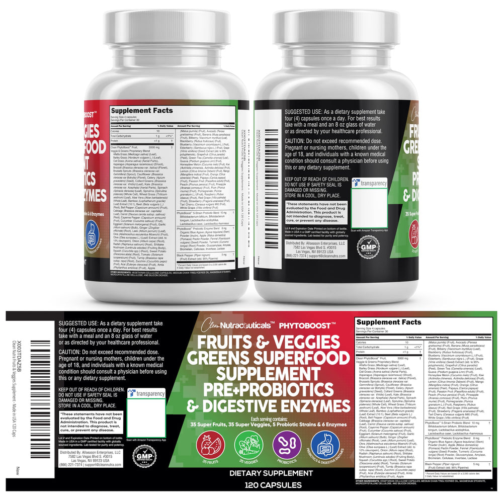 Closeup of the ingredient blend for greens and fruits