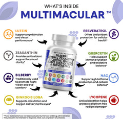 Clean Nutraceuticals bottle shows lutein, zeaxanthin, bilberry for eye health