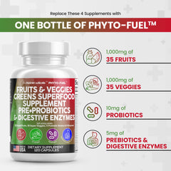 Front label highlighting over 70 superfoods for comprehensive nutrition