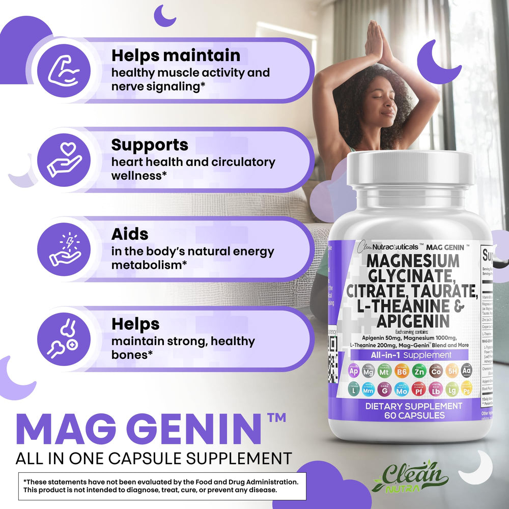 Clean Nutraceuticals Mag Genin capsules in hand for convenient on-the-go use