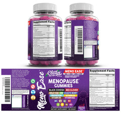 Packaging display of Clean Nutraceuticals menopause gummies with user-friendly label