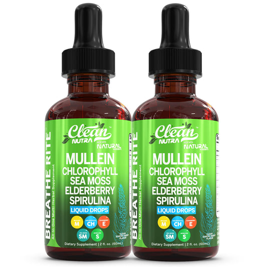 Clean Nutraceuticals Mullein Liquid Drops bottle for daily lung support.