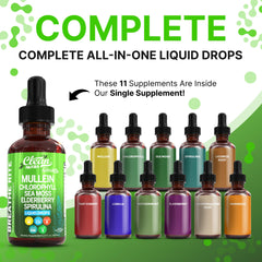 Clean Nutraceuticals Mullein Liquid Drops dropper releasing an herbal blend for airway comfort.