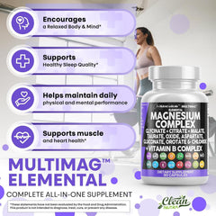 Clean Nutraceuticals MultiMag bottle front with 500 mg elemental magnesium and B vitamins