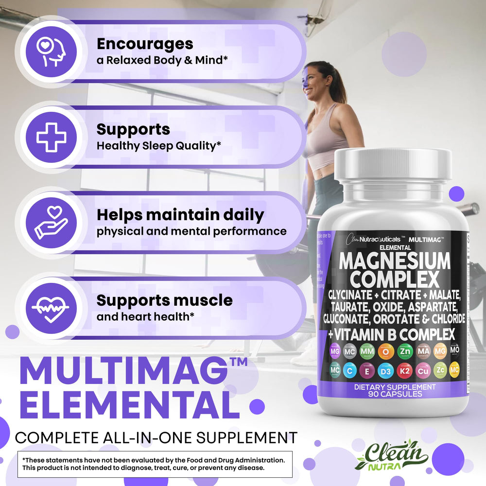 Clean Nutraceuticals MultiMag dosing visual shows three capsules per serving.