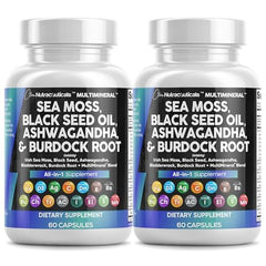 Clean Nutraceuticals sea moss and black seed oil capsules bottle for daily wellness.