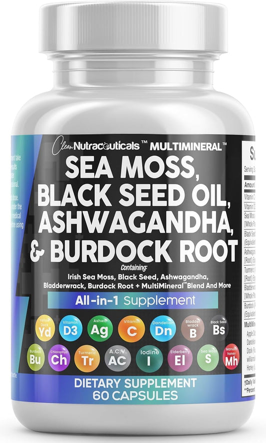 Clean Nutraceuticals Sea Moss capsules for daily wellness