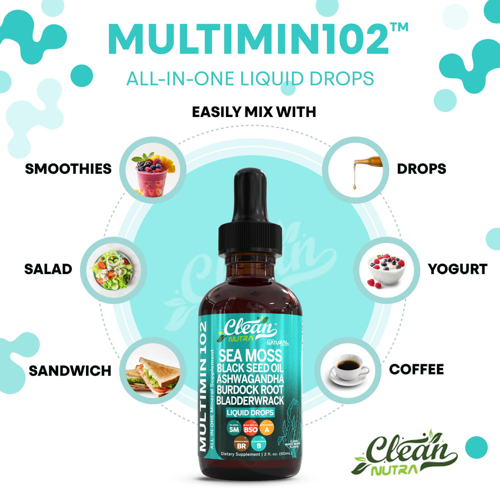 Vegan certification badge on Clean Nutraceuticals Sea Moss Drops