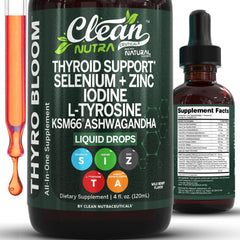 Clean Nutraceuticals Thyroid Support Drops bottle shown for daily use and convenience
