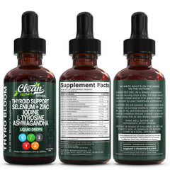 Bottle and packaging of Clean Nutraceuticals Thyroid Support Drops as an alternative to pills