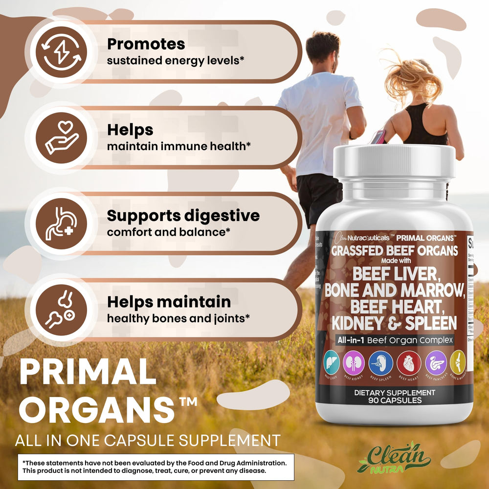 Clean Nutraceuticals USA-made beef organ supplement label.