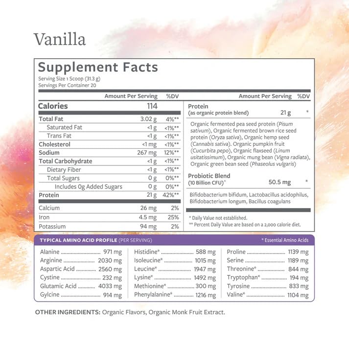 Probiotic 10B-CFU formula on label hints gut-friendly protein.
