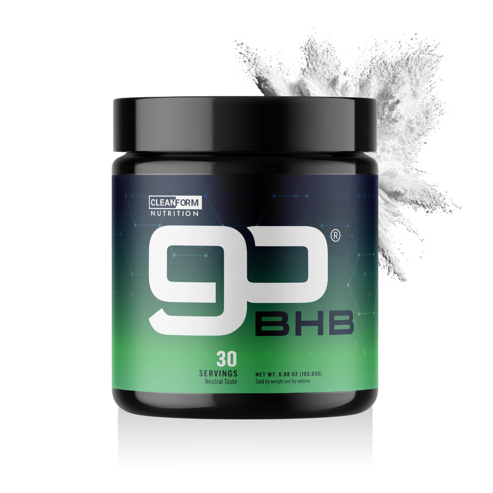 CleanForm Nutrition goBHB clean energy powder bottle for steady energy during workouts