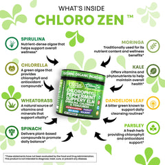 Clean Nutraceuticals spirulina and chlorella pack rich greens for gut support.