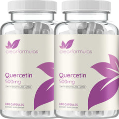 Clear Formulas advanced zinc quercetin bromelain bottle frontal view for daily immune support.
