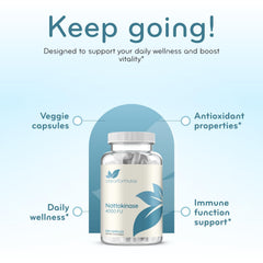 Clear Formulas nattokinase 4000fu capsules spread on surface for daily use